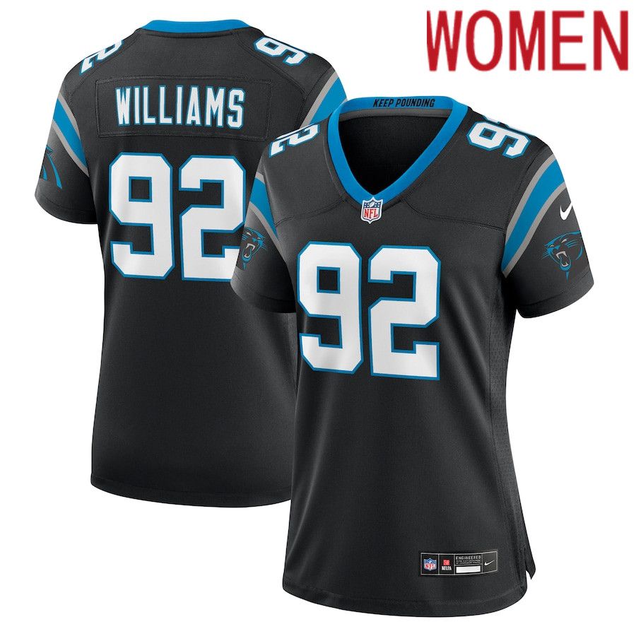 Women Carolina Panthers 92 Raequan Williams Nike Black Team Game NFL Jersey